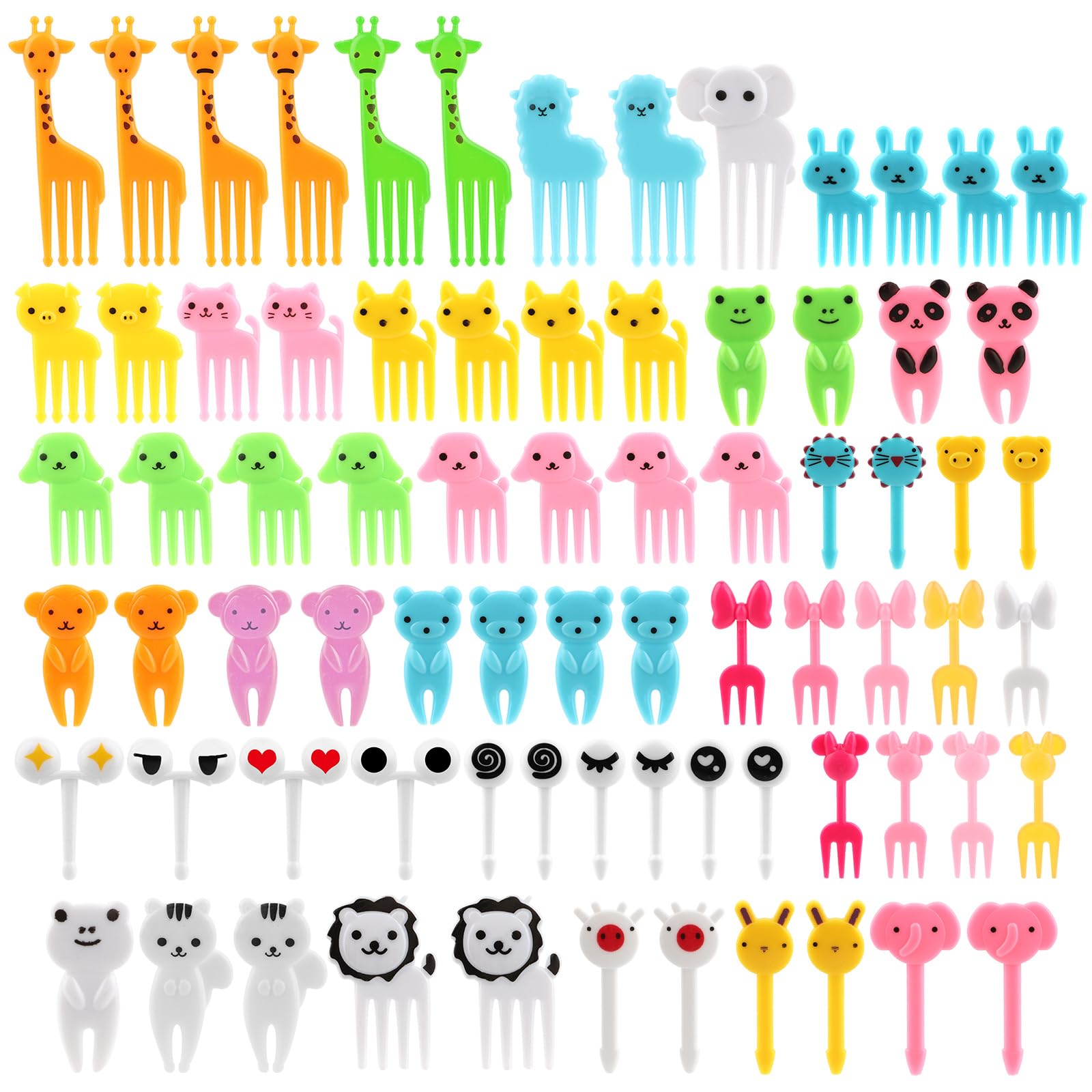 Lot De 60 Fourchettes à Fruits Animaux En Plastique - Mini Pics Pour Enfants - Idéal Fêtes Et Goûters