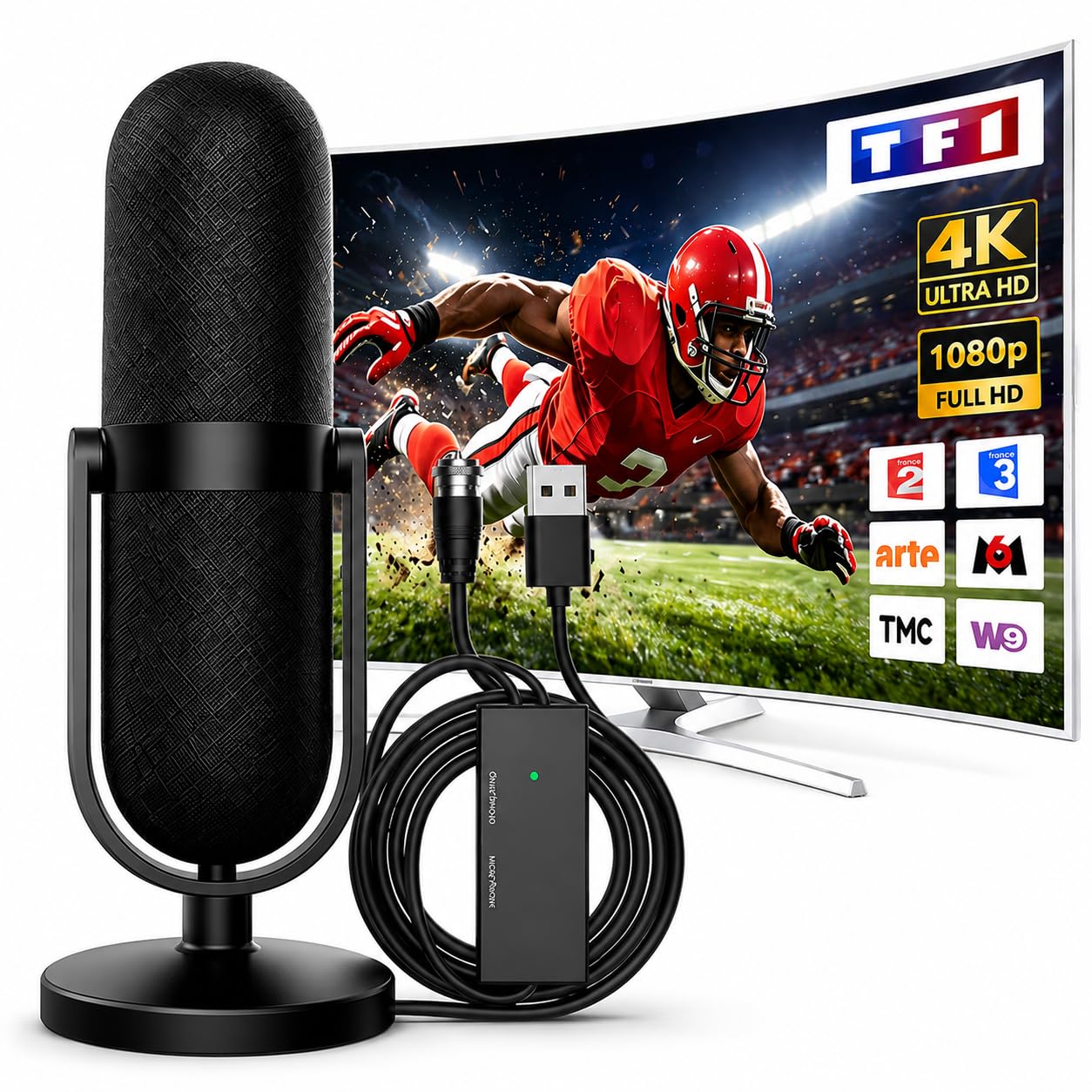 2026 Antenne TV Intérieure Puissante, Antenne TNT, Signal Stable, 4K/1080P | Sans Abonnement | Réception Longue Portée | Amplificateur Intégré | Câble Coaxial 5 m | Compatible Smart TV | Base Magnétique