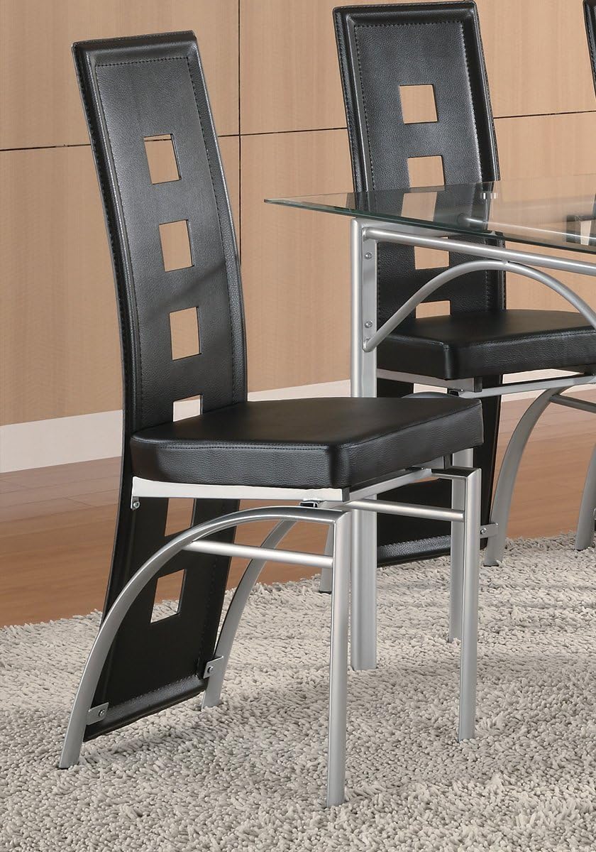 Coaster 101682 Los Feliz Black Vinyl and Metal Side Chairs Set of 2