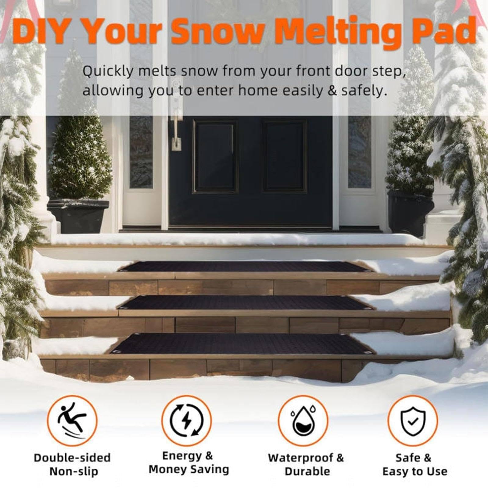 Heated Snow Melting Mats | Snow Melting Walkway Mat | Prevent Dams/Roof Leaks | Melts 2 Inches of Snow per Hour | for Winter Outdoor Stair Step Doorway Walkway Driveway 54 * 300cm