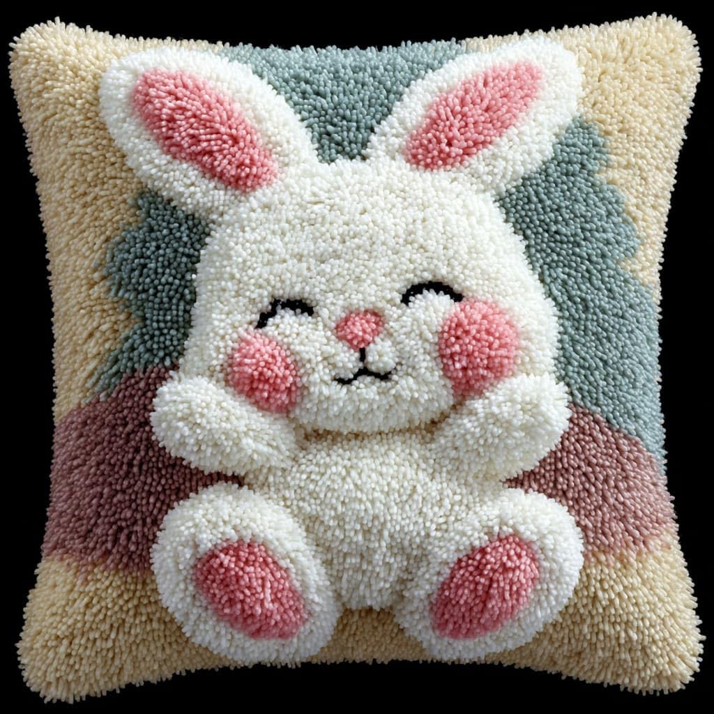Henypt DIY Latch Hook Cushions Kits Rabbit