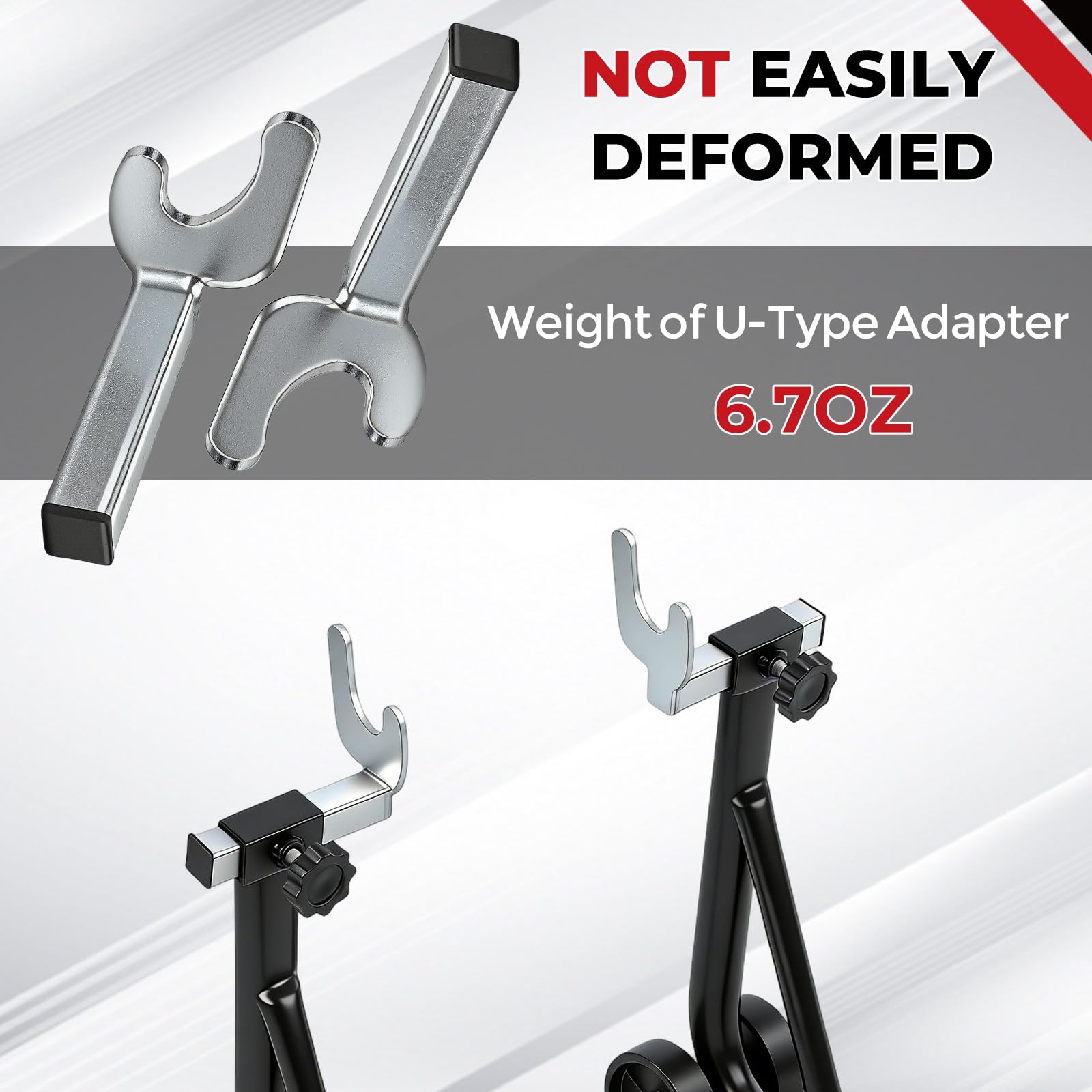 Motorcycle Rear Paddock Stand Adapter U-Shape Swingarm Spool Lift Attachment, Heavy Duty Rear Stand Hooks for Sport Bike Rear Wheel — view 5