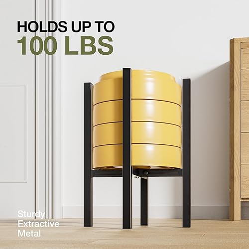 Miniatura 6 de MUDEELA Paquete de 2 soportes de metal ajustables para plantas de interior y exterior, para macetas de 8 a 12 pulgadas, soporte negro para plantas