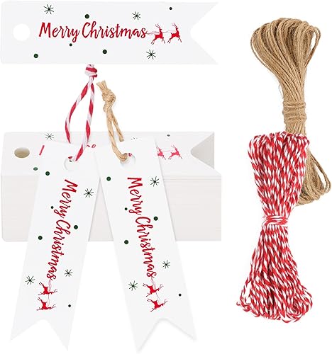 Pequeñas etiquetas de regalo de Navidad, 100 etiquetas de regalo de Navidad con cuerda, mini etiquetas de regalo de papel blanco para regalos de disponible en Yaxa Peru