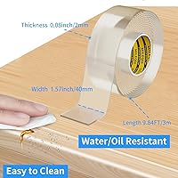 Vista 2 de Tira protectora de borde transparente, 1.57 pulgadas x 9.84 pies, cinta de cubierta de borde afilado, protectores autoadhesivos para puertas