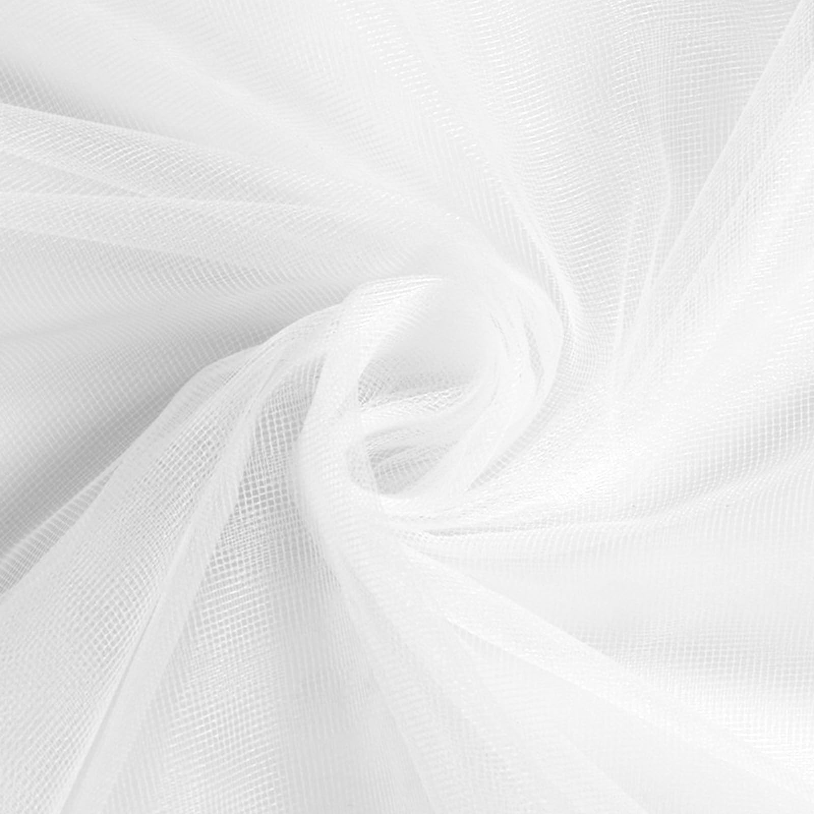 Premium Polyester Tulle Fabric, 5M x 1.6M White Sheer Mesh Netting for DIY Sewing Crafts Wedding Decor, Lightweight Decorative Material for Veils Costumes Party Backdrops (5m*1.6m+White)