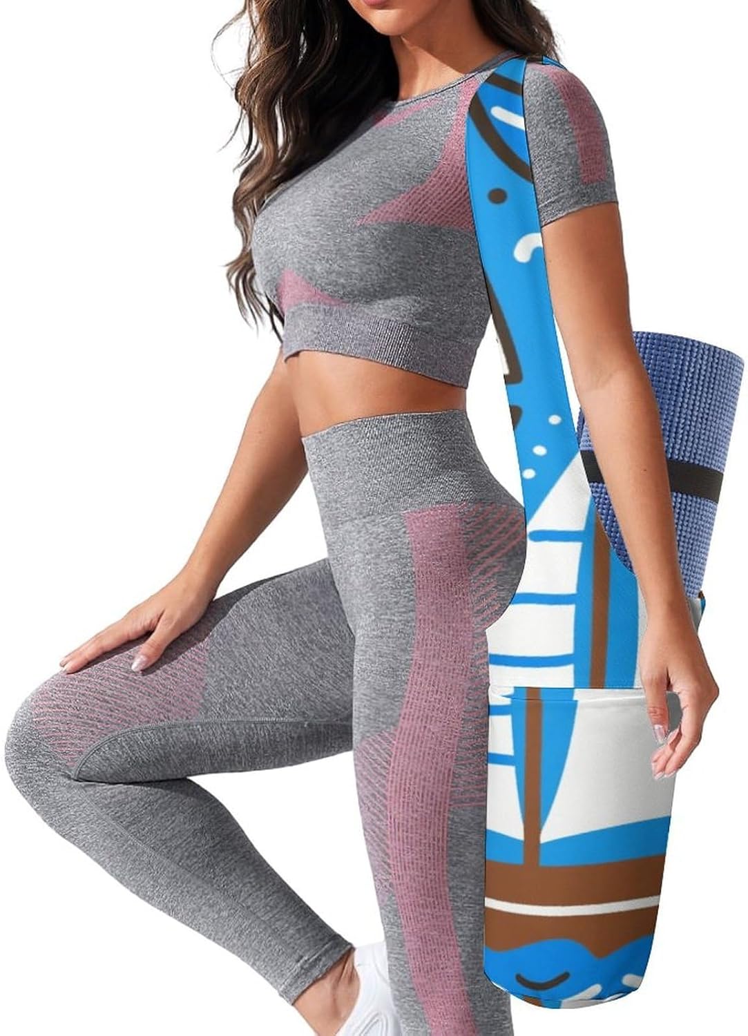 Printed Full-Zip Yoga Mat Bag with Pockets - Yoga Mat Carrier Sling Storage Applies to Yoga Mats for Women & Men