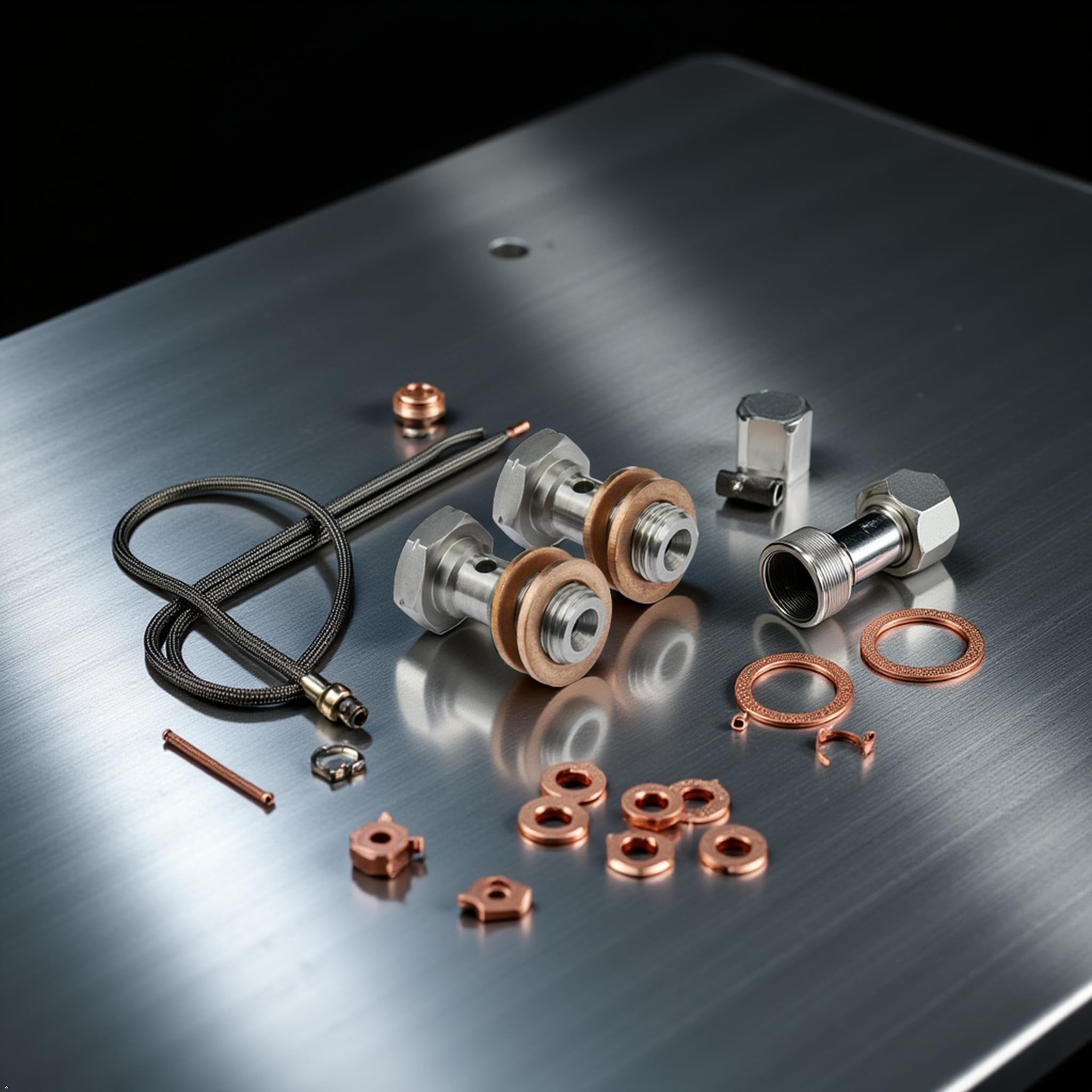 PrecisionGeek Set 2 Bulloni Banjo M10 x 1,25 mm Acciaio Inox Rondelle Rame Lunghezza 18 mm