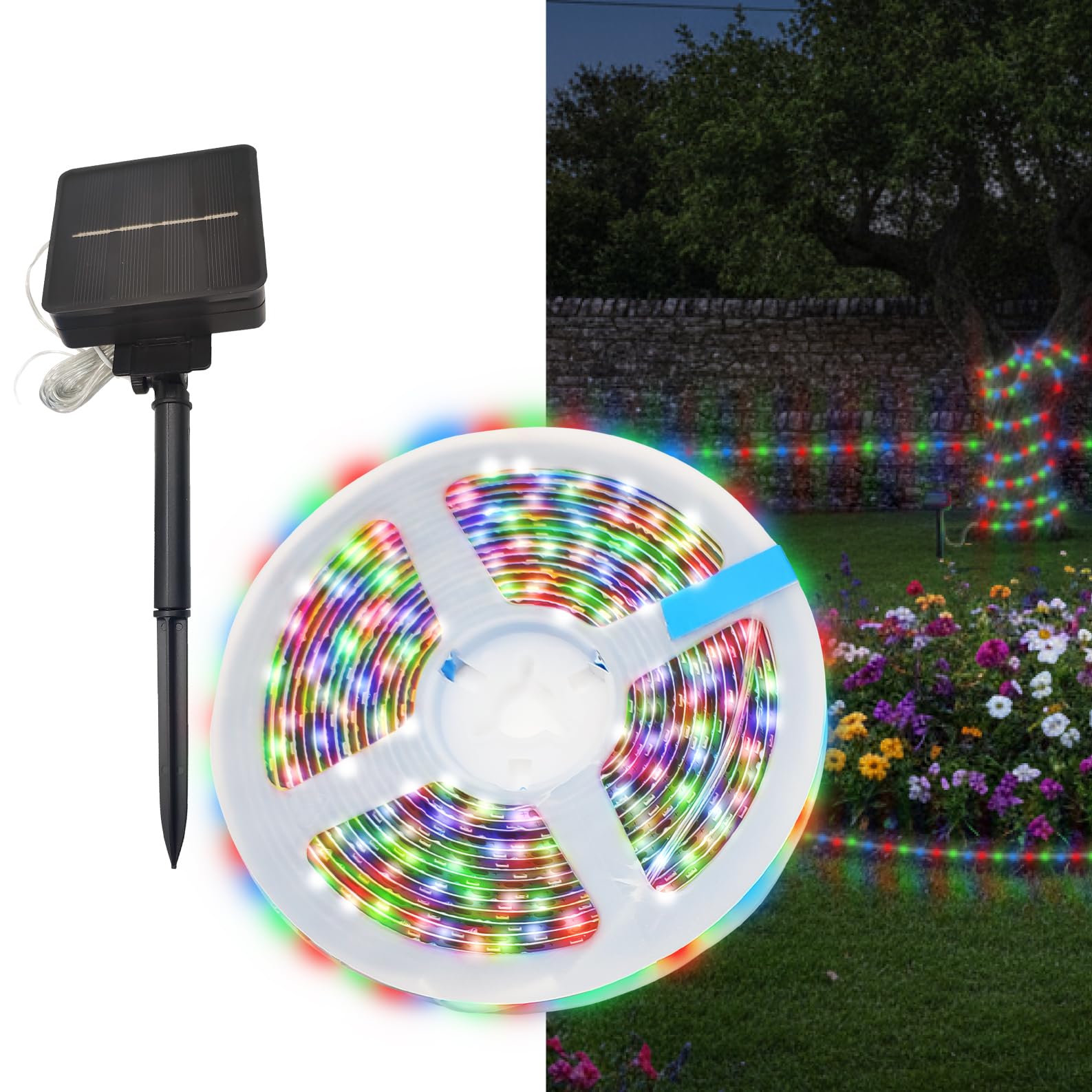 LED ATOMANT 2x Rotolo 5m Striscia Luce LED Solare RGB Esterno IP65