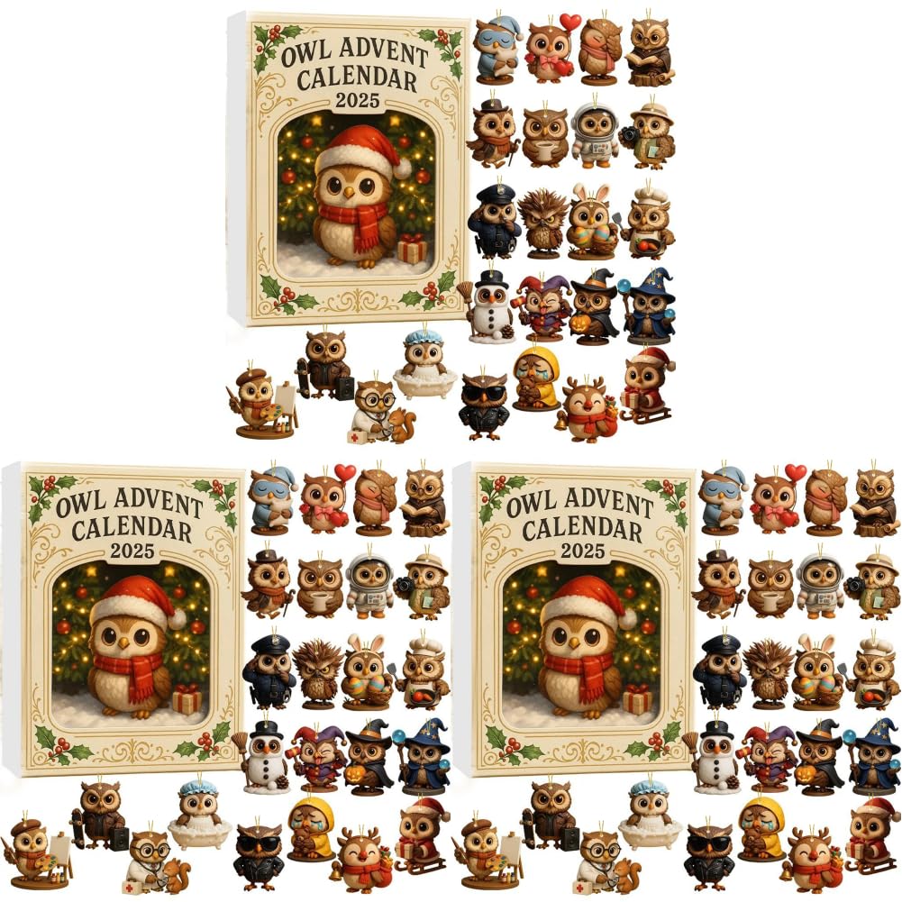 Calendario de Adviento de Búho 2025 con 24 Mini Figuras para Coleccionistas y Amantes de Búhos