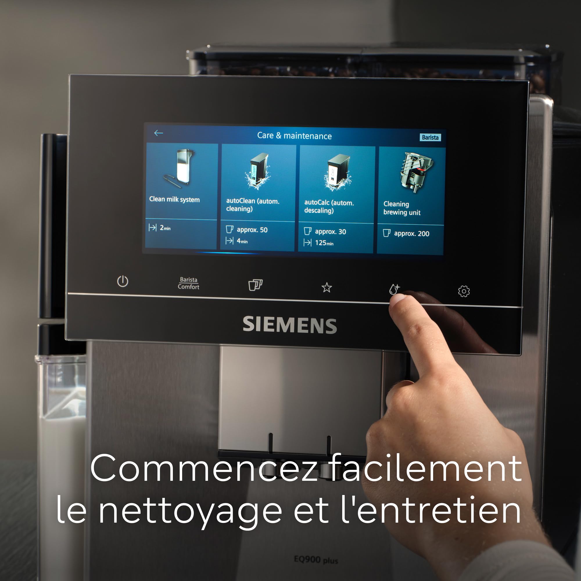 Siemens Cartouche de nettoyage pour machine à expresso tout automatique EQ900 plus, fonction autoCalc'n clean, nettoyage automatique pour un café toujours réussi, TZ800Z1