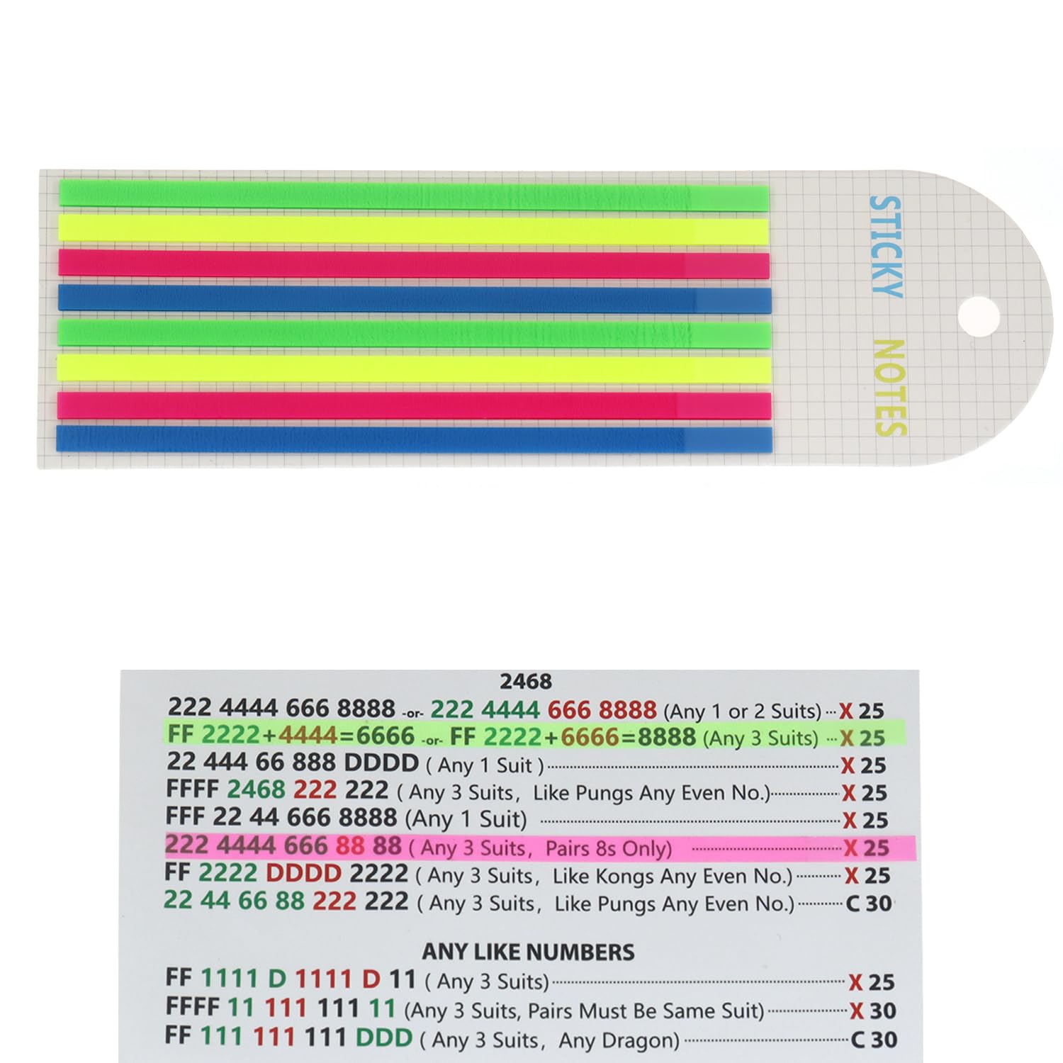 Cwdew Reusable Mahjong Line Finder Sticky Strips 160PCS Mahjong Line Guide Highlighter Sticker Strips Mahjong Line Reader Marker (B)