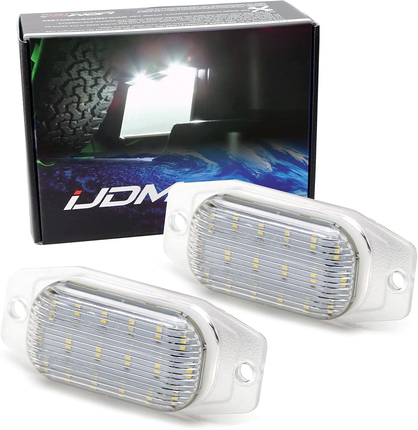 iJDMTOY OEM-Fit 3W Full LED License Plate Light Kit Compatible With Toyota 2007-2014 FJ Cruiser, 1991-1997 Land Cruiser FJ80, Lexus 1996-1998 LX450, Powered By 18-Piece Xenon White LED Diodes