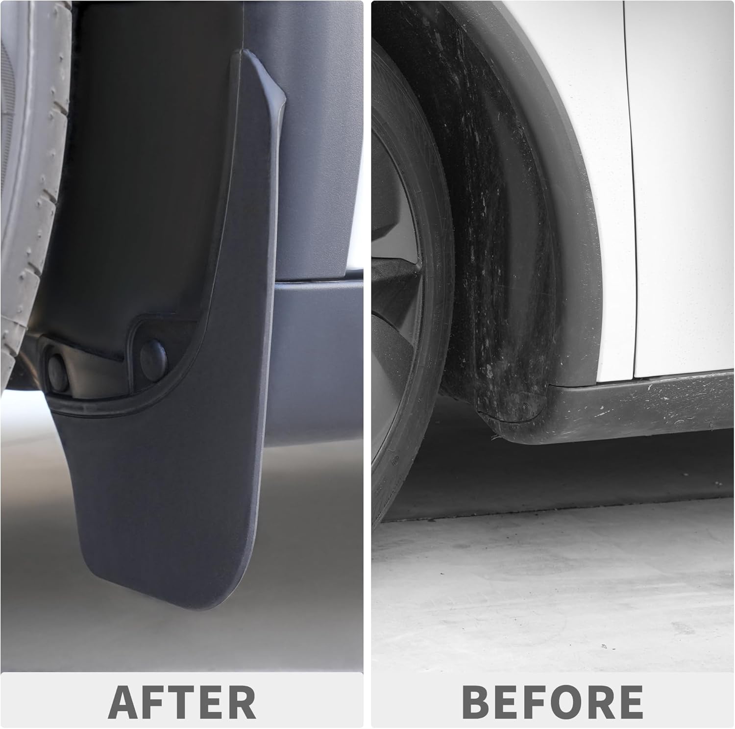 4Pcs Mud Flaps Protect Paint PP+TPE Flexible Splash Guards No Drilling Required All-Weather Mud Guard Body Kits for Model Y Juniper 2025-2026(Black)