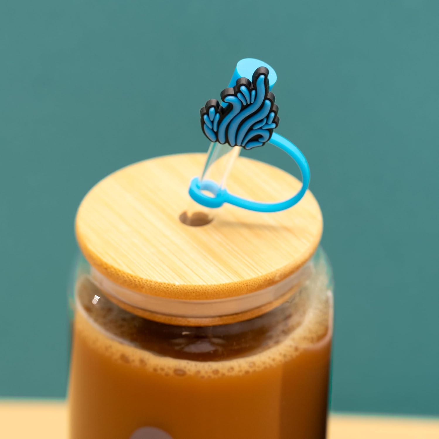 Ocean Gifts for Women - Glass Tumbler with Lid and Straw, Customized Straw Stopper and Cup Sleeve, Aesthetic Unique Design Iced Coffee Gift Cup for Mom, Teacher, Friend - Image 6