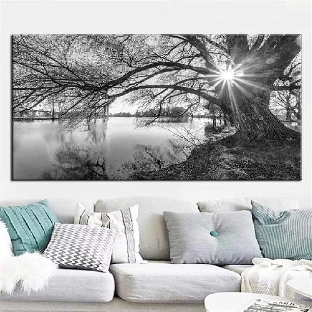 5D DIY Diamond Painting Kit Completo, Pittura Diamante Mosaico Fai Da Te 5D, Diamantini Strass Ricamo a Punto Croce Painting Pittura, per Decorazione Casa Pareti Adulti 50x100cm Albero nero WS-2224
