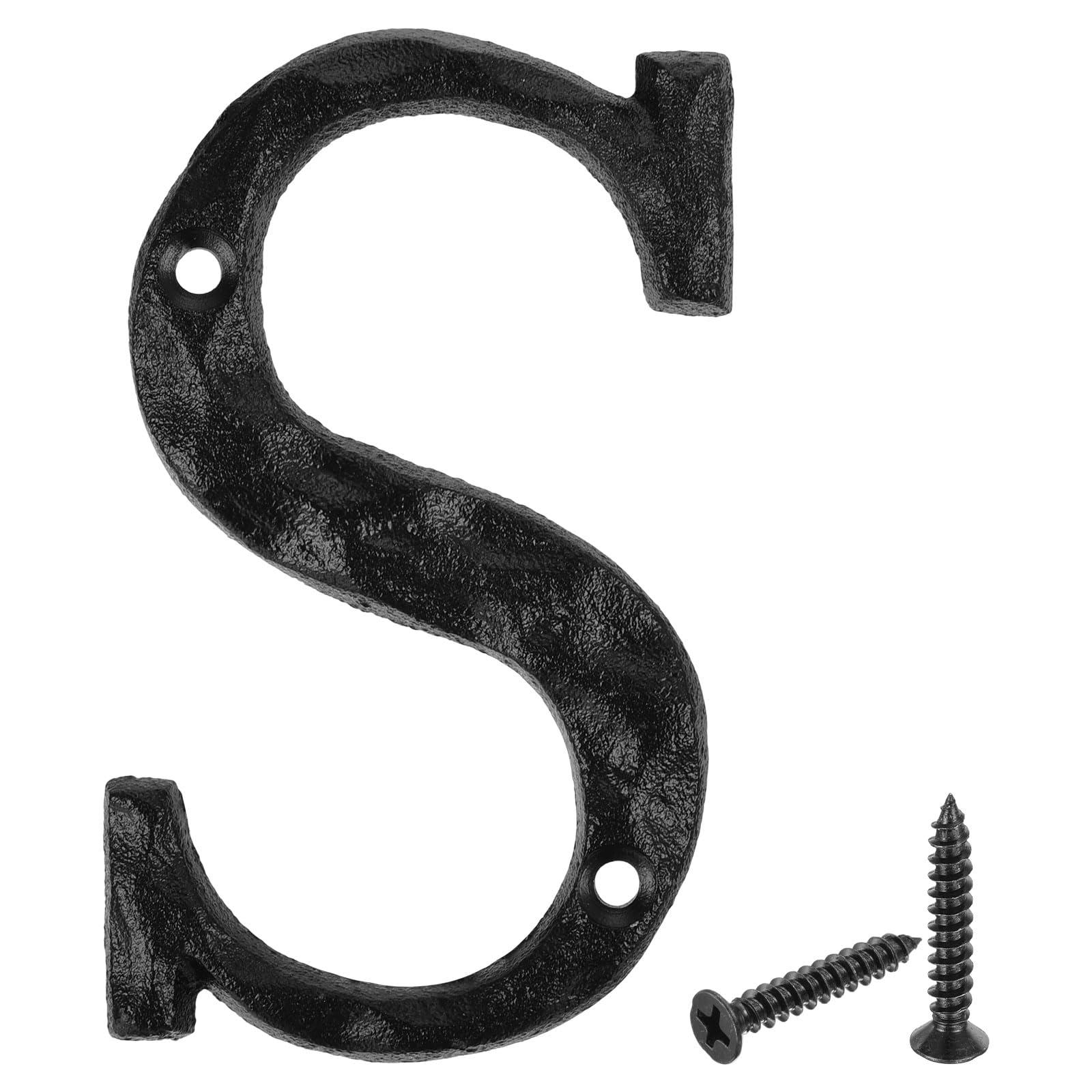 sourcing map House Address Letter, 4.9 Inch Cast Iron Vintage Wall Letter S Outside Letters for Home Street Office Mailbox Sign, Black