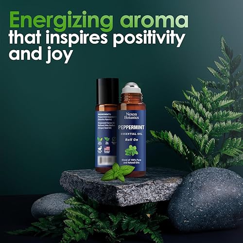 Miniatura 3 de Aceite esencial de menta Roll-On de 0.3 fl oz  Rodillo de mezcla de aceite puro, natural y prediluido con aroma de menta fresca  Aromaterapia y