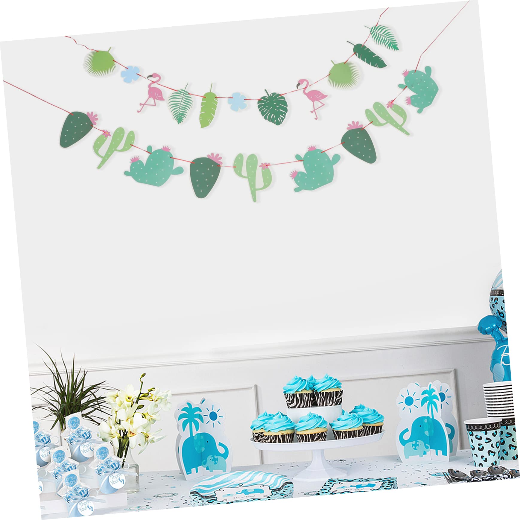 3 set Decorazioni Per Feste Bandiere Da Tirare Striscioni Di Carta Decorazioni A Tema Tropicale Con Cactus Striscione Hawaiano Per Feste Oggetti Di Scena Hawaiani 4 pezzi*3