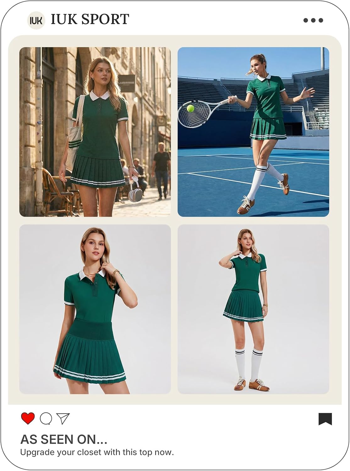 Womens 2 Piece Tennis Skirt Set Polo Pleated Skort with Pockets Golf Pickleball Badminton Athletic Workout Outfit