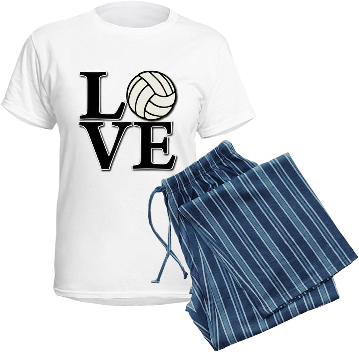 CafePress Love VB Women's Light Pajamas Women's Novelty Cotton Pajama Set, Comfortable PJ Sleepwear