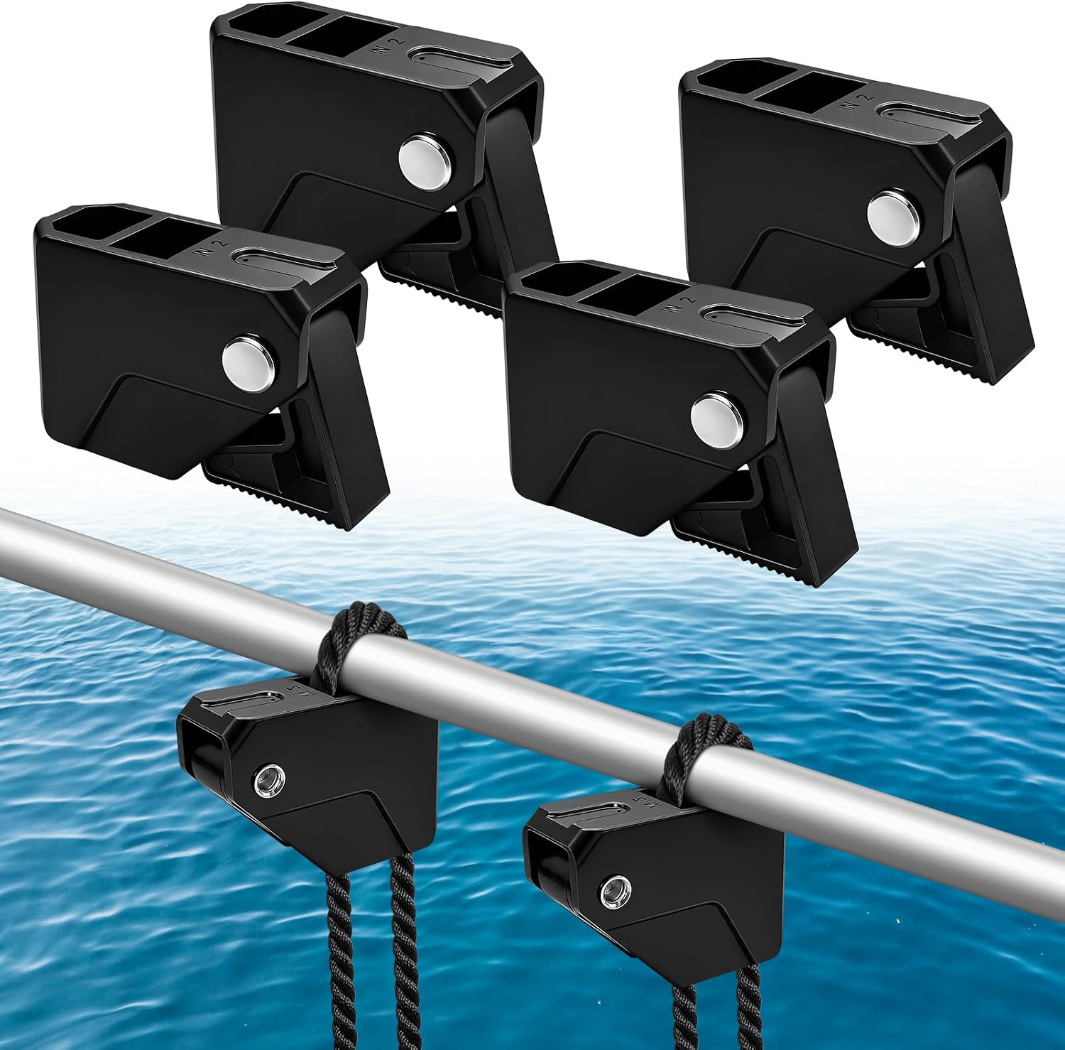 Boat Fender Clips - Adjustable Quick Release Rail Cleats for Easy Boat Docking - Bumper Holder Hanger for Pontoon, Bass, & Jon Boats