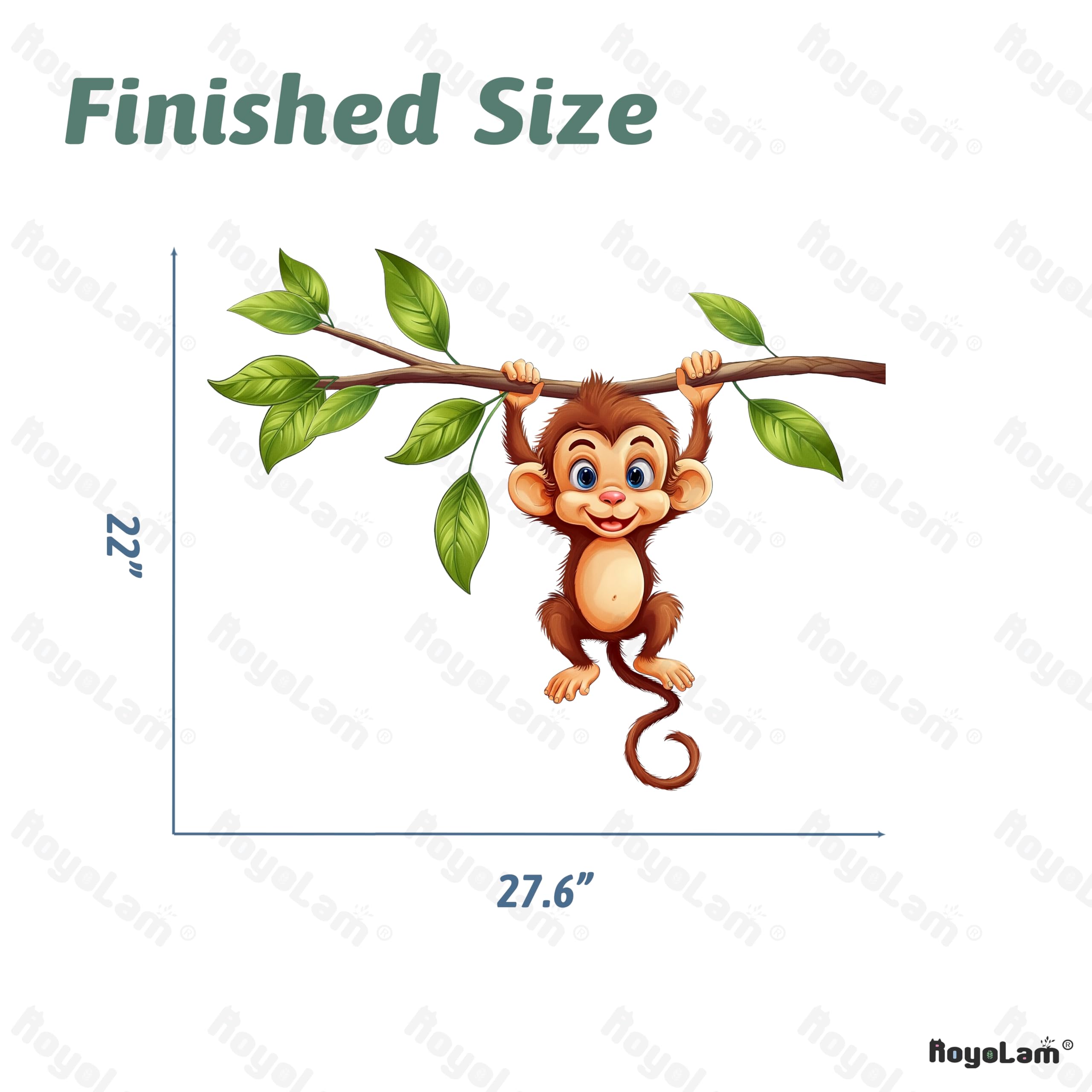 Lindo mono colgando en rama calcomanía de pared de animales para guardería infantil bebé extraíble despegar y pegar arte de pared decoración del hogar para sala de juegos preescolar, sala de