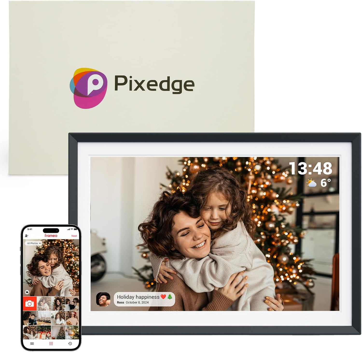 Frameo 10.1 in Smart WiFi Digital Photo Frame Electronic Picture Frame Slideshow Send Photos,32GB Ultra-Large Storage High Definition Display IPS Touch Screen Picture Frame