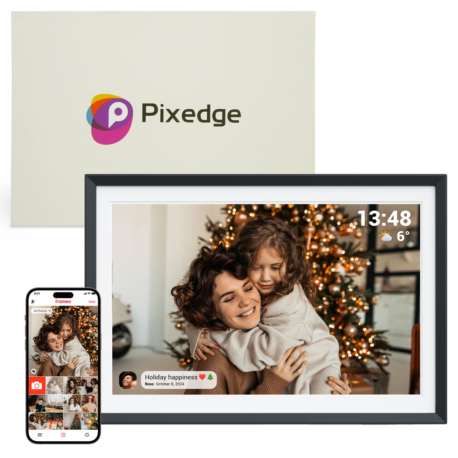 Frameo 10.1 in Smart WiFi Digital Photo Frame Electronic Picture Frame Slideshow Send Photos,32GB Ultra-Large Storage High Definition Display IPS