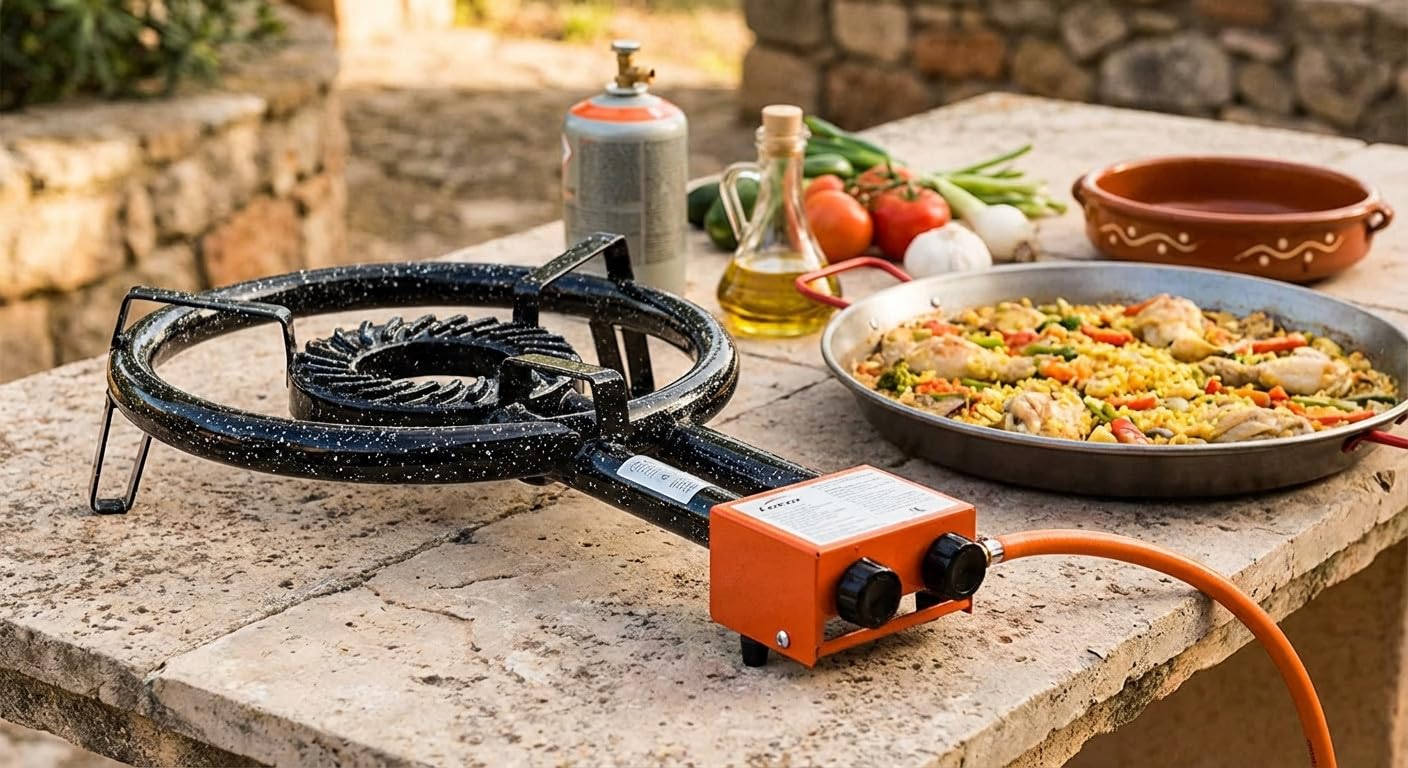 Suinga Fornello Paellero Gas Butano 30 cm, 1 bruciatore per paelle 36-46 cm
