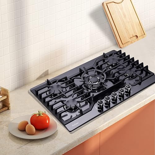 Miniatura 4 de Cocina de gas de 30 pulgadas, 5 quemadores, estufa integrada de acero inoxidable (protección de termopar), estufa convertible LPG/NG de combustible