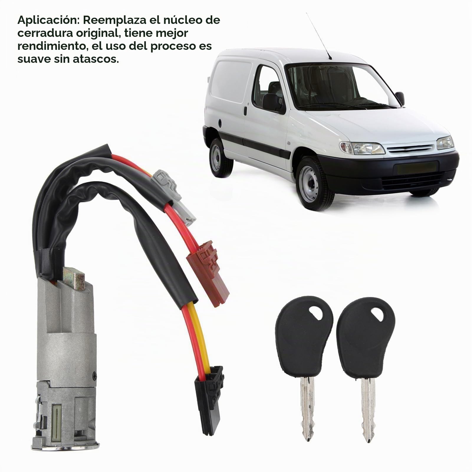 Interruptor de Contactor de Encendido, Cerradura de Cilindro de Dirección de Encendido con Llaves 252521 Reemplazo para AX para para Evasión para Jumpy para