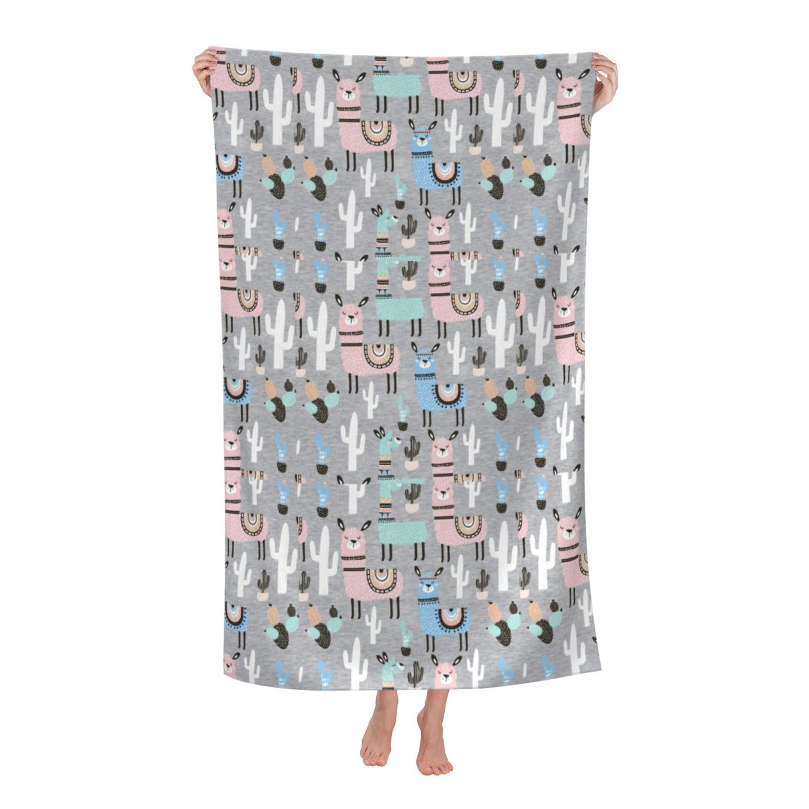 Cbaaghh Llama Cactus Print Adult Beach Towels,Beach & Pool Towel,Beach Towels,Towels For Camping