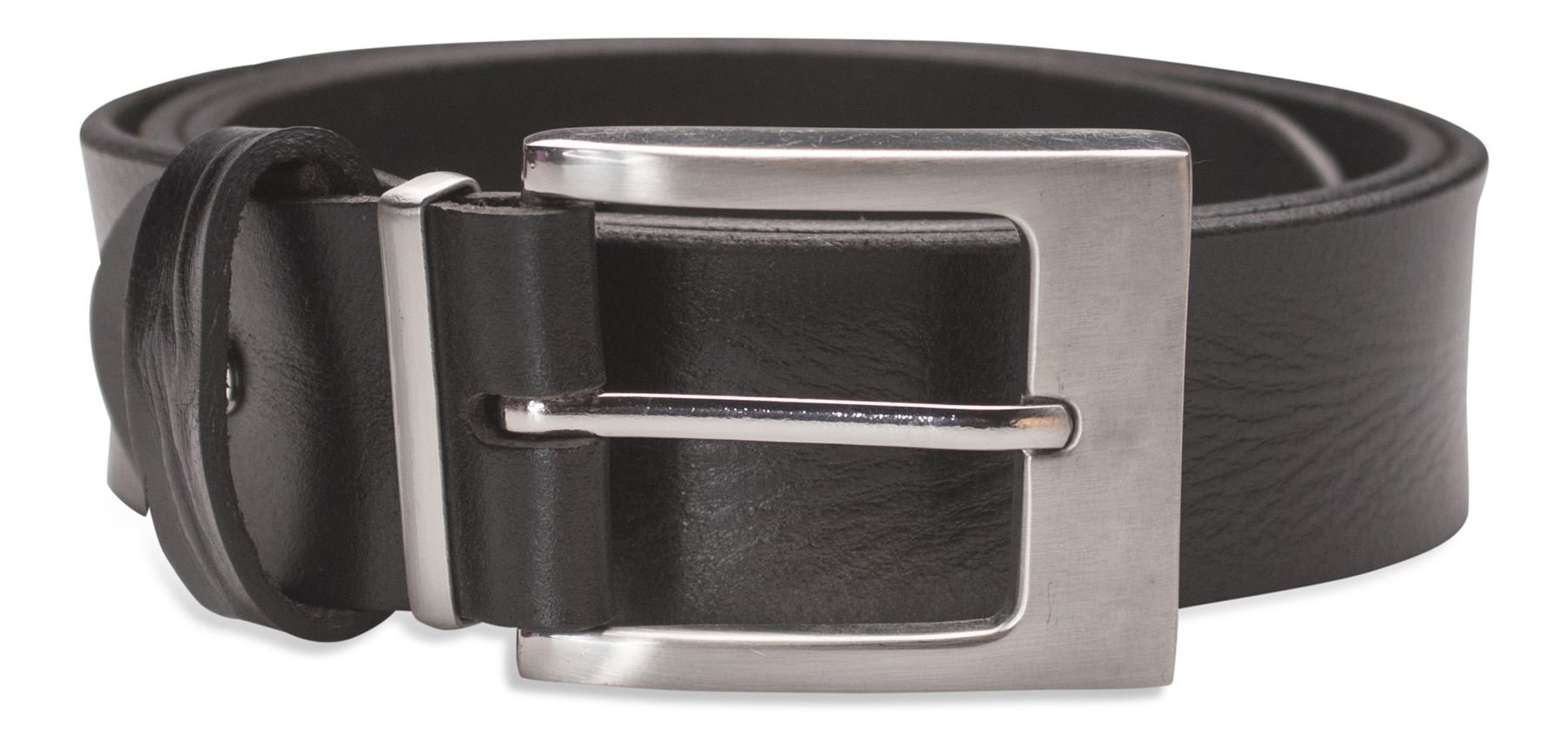 Hawkdale Men's Black - 1.5 - Plain Nickle Full Grain Leather Belt - Made In The Uk - 1.5" - Black, Brown, Tan Strap - # 8R-F01-400