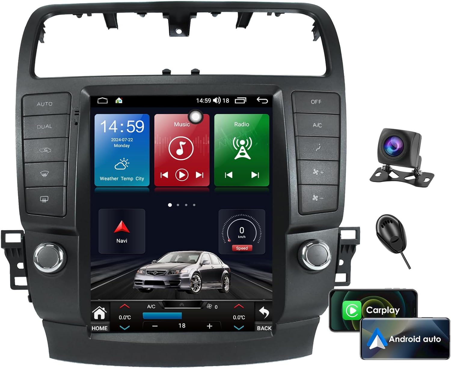 for Acura TSX 2004-2008 Android Radio Stereo 11.5-Inch 2000 * 1200 HD Touch Screen 1080P Multimedia Stereo Video Player with Android Auto CarPlay 5G WiFi GPS Navigation DSP Backup HD Camera FM/AM SWC