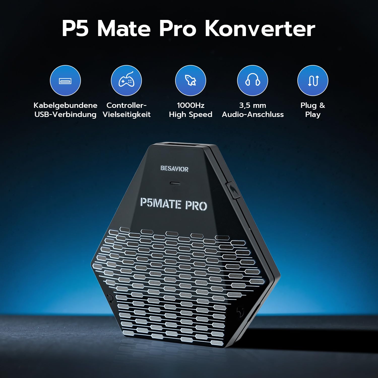 Mcbazel Besavior P5 Mate Pro USB Adapter für PS5/PRO/Slim, PS5-Gaming-Konverter, Kabelloses Zubehör, Unterstützt Verschiedene Spielperipheriegeräte/Geringe Latenz/Plug and Pla