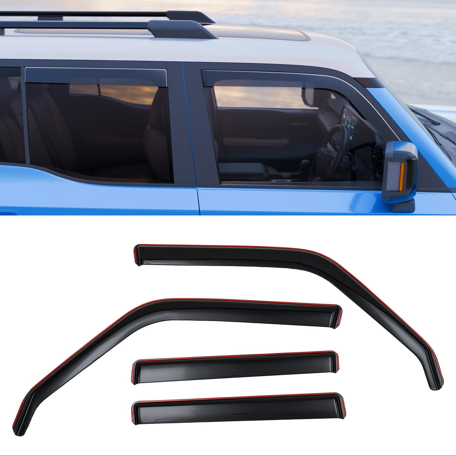 Visor Rain Guards Compatible with 2024 2025 Toyota Land Cruiser Prado J250 LC250 Front and Rear in-Channel Window Visors Wind Deflectors Weather Shield for Prado 4PCS Accessories