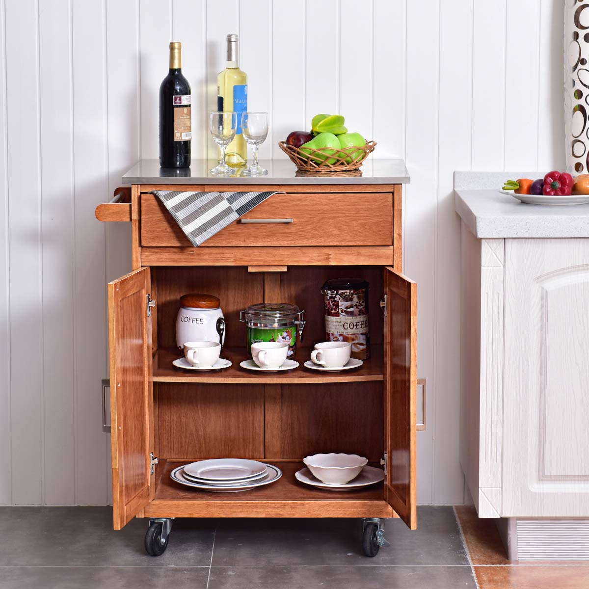 Buy Giantex Kitchen Island Cart, Farmhouse Kitchen Cart, Mobile Storage