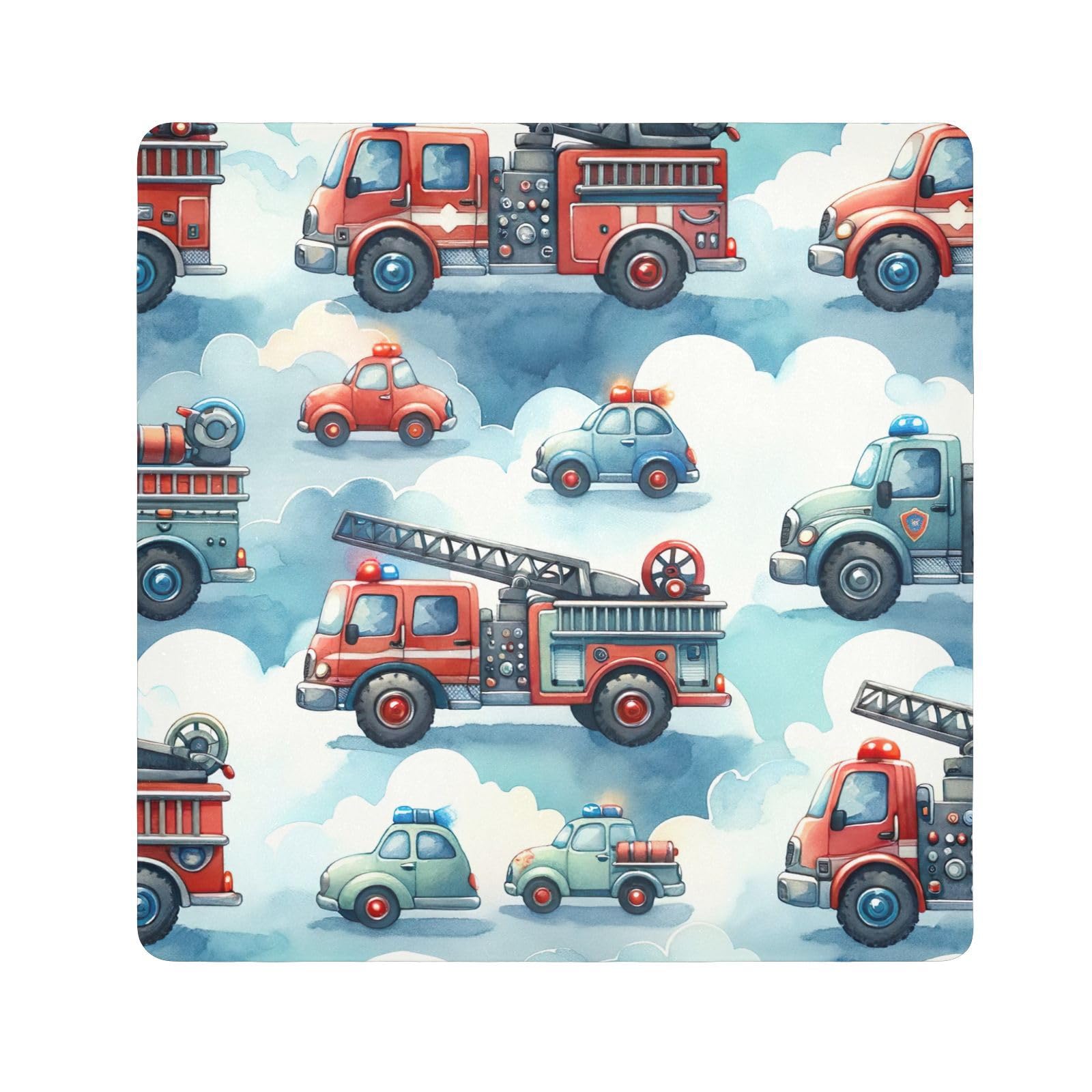 ODAWA Self-adhesive Magic Cloth Makeup Bag 21.7 In, Cute Firefighter Trucks Changeable Capacity Cosmetic Bag, Easy-Storage Magic Cloth for Camera Tablet Laptop