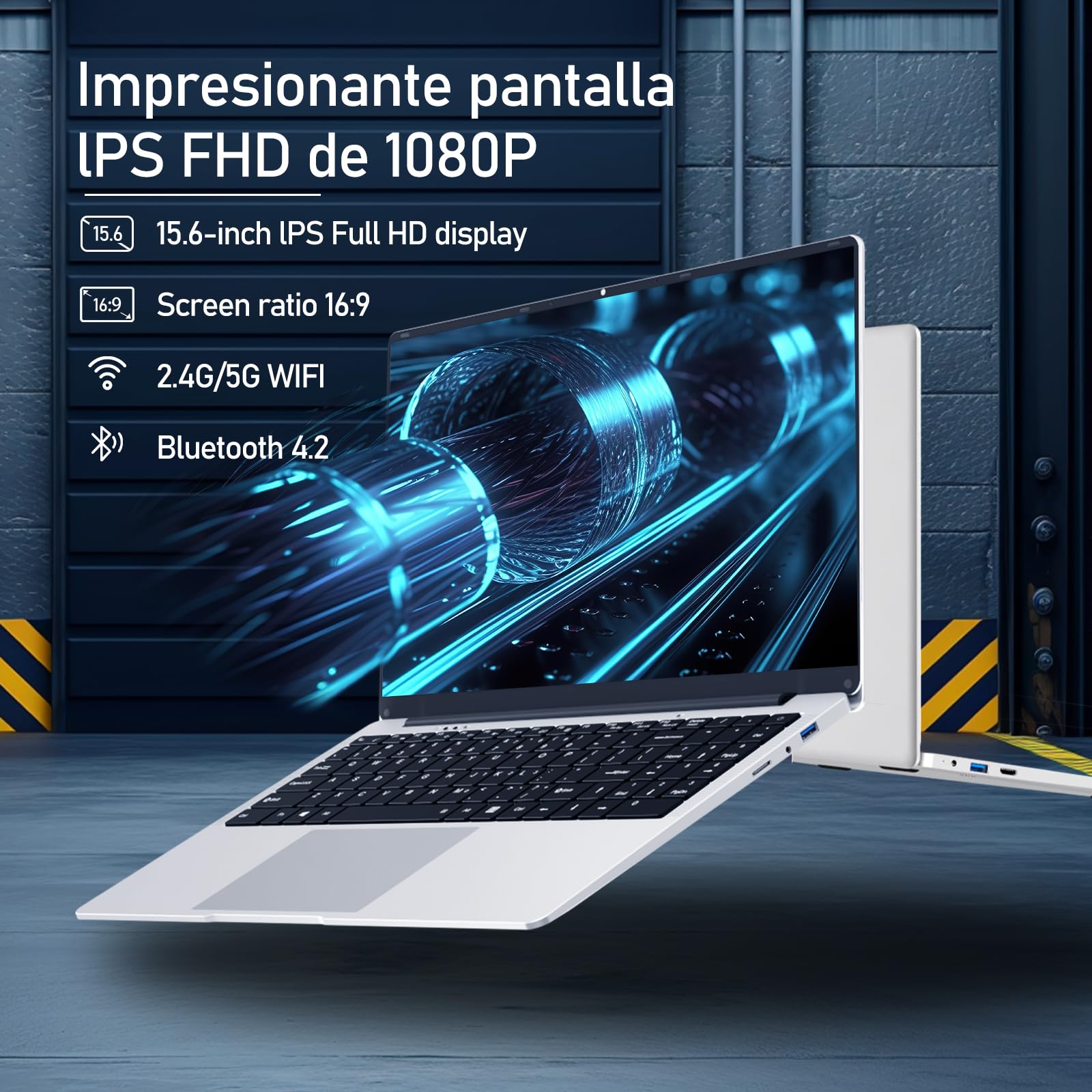 15,6 Pollici PC Portatile, Win 11 Notebook Celeron N4000 CPU, Laptop 8Go LPDDR4 256Go SSD, Computer Portatile sottile e leggero schermo FHD 180° WiFi5 BT4.2 Mini-HDMI 2*USB3.0 Espansione SSD 1TB