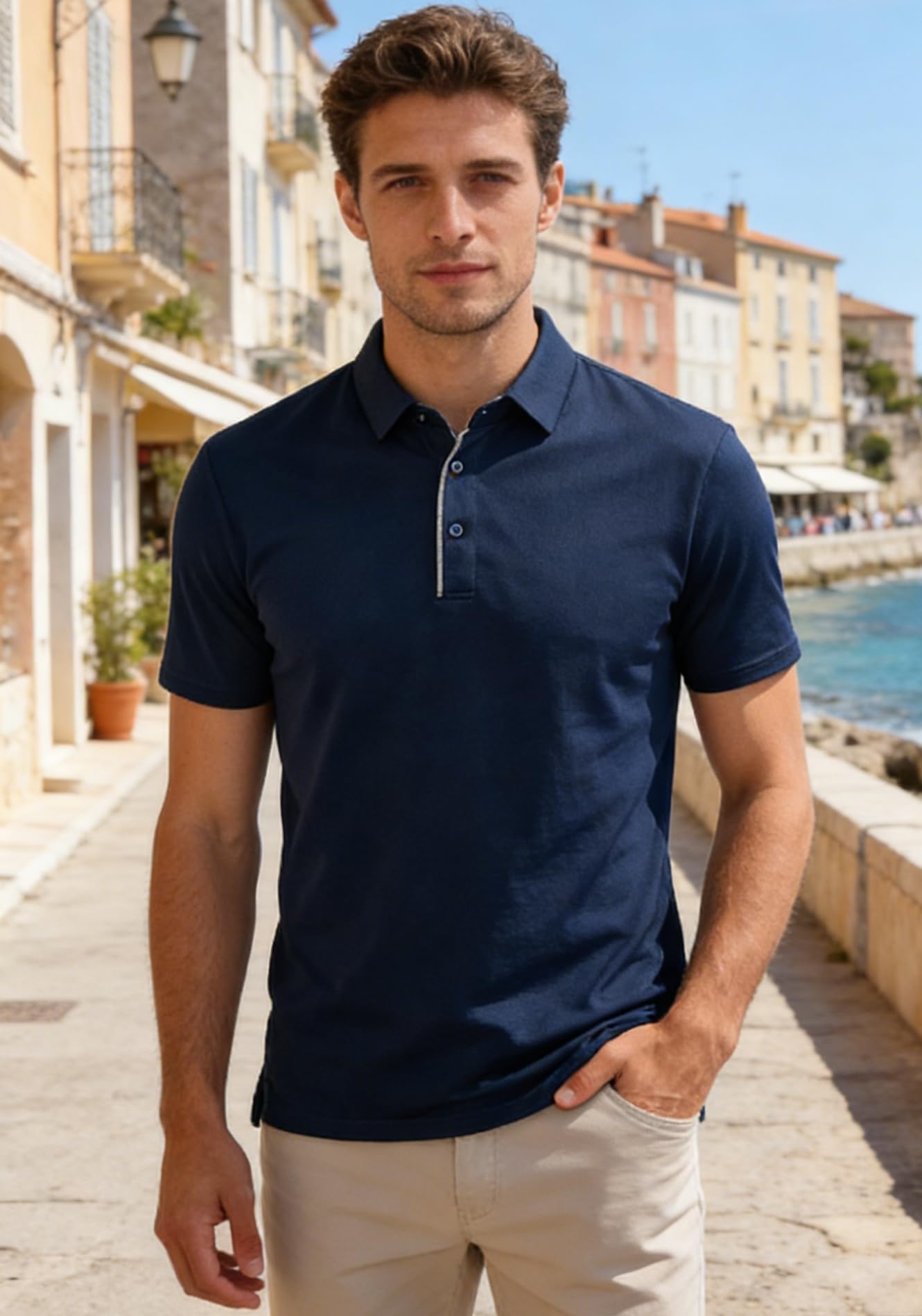 Polo da golf da uomo, traspirante, a maniche corte, casual, leggera, alla moda - 2