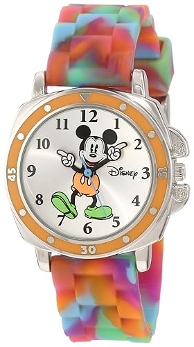 Disney Kids MK1191  Mickey Mouse Silver-Tone Watch with Tie-Dye Rubber Strap