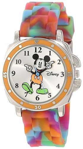 Disney Kids MK1191  Mickey Mouse Silver-Tone Watch with Tie-Dye Rubber Strap