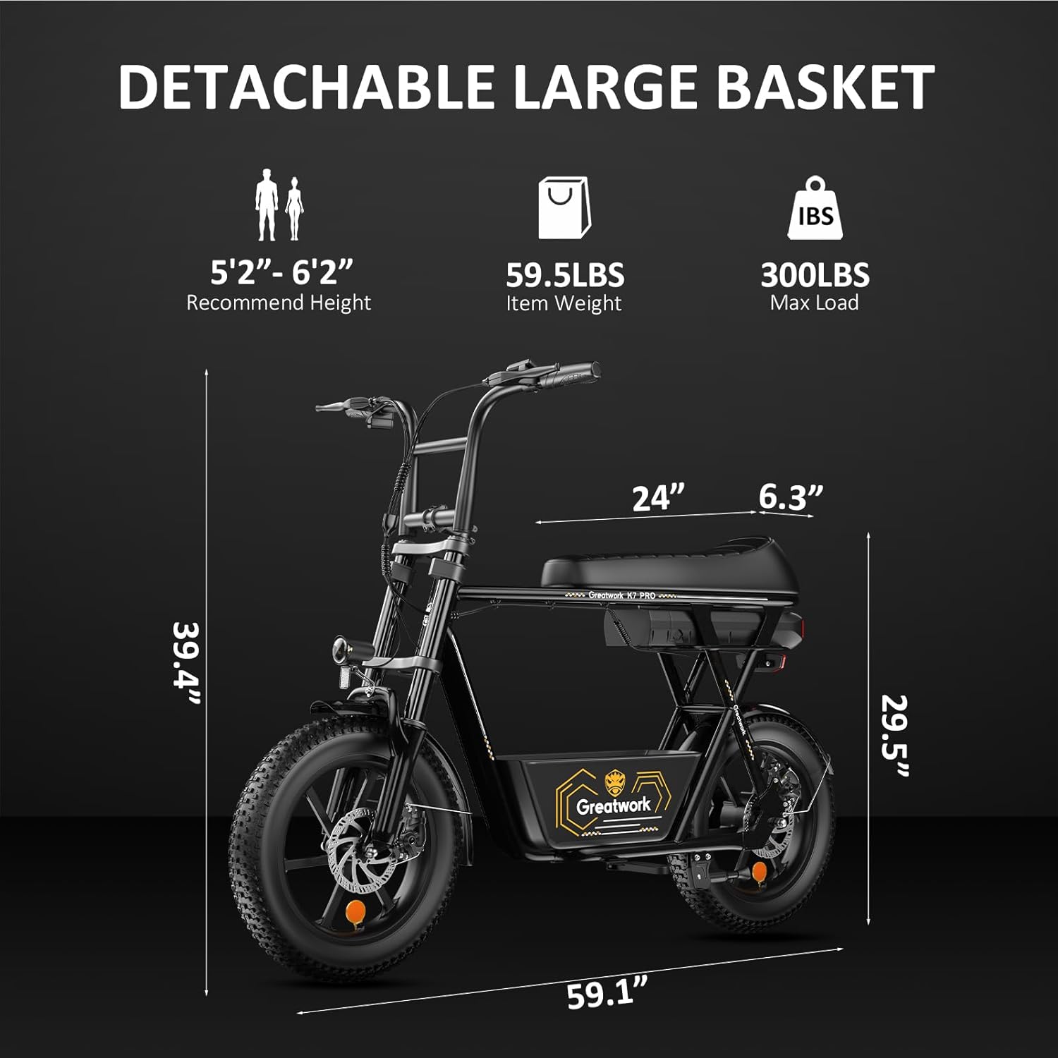 GREATWORK Peak 1500W Electric Scooter with Seat, 720Wh Removable Battery, 45 Miles Max Range, 25MPH Top Speed, 16x3.0 Fat Tire Motorcycle Style E Scooter for Adults with Basket for Pet s& Cargo