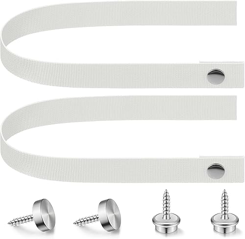 Windyun 2 correas para puerta de caravana con 4 broches de botón de 18 pulgadas, correa de puerta corrediza para cámper RV con correa de escalera de
