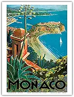 Monaco - Monte Carlo French Riviera - Pôster de viagem vintage por E. Clérissi c. 1930 - Impressão artística mestre (sem moldura) 23 cm x 30 cm