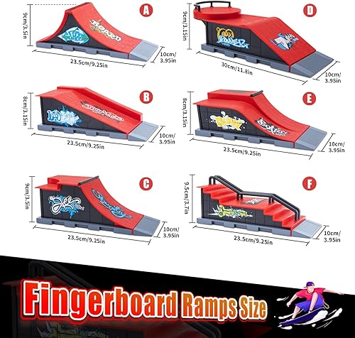 Miniatura 2 de Juego de rampas para patinetas de dedos, 6 en 1, con 6 rampas, rampa de media tubería para diapasones para niños y adultos, accesorios de