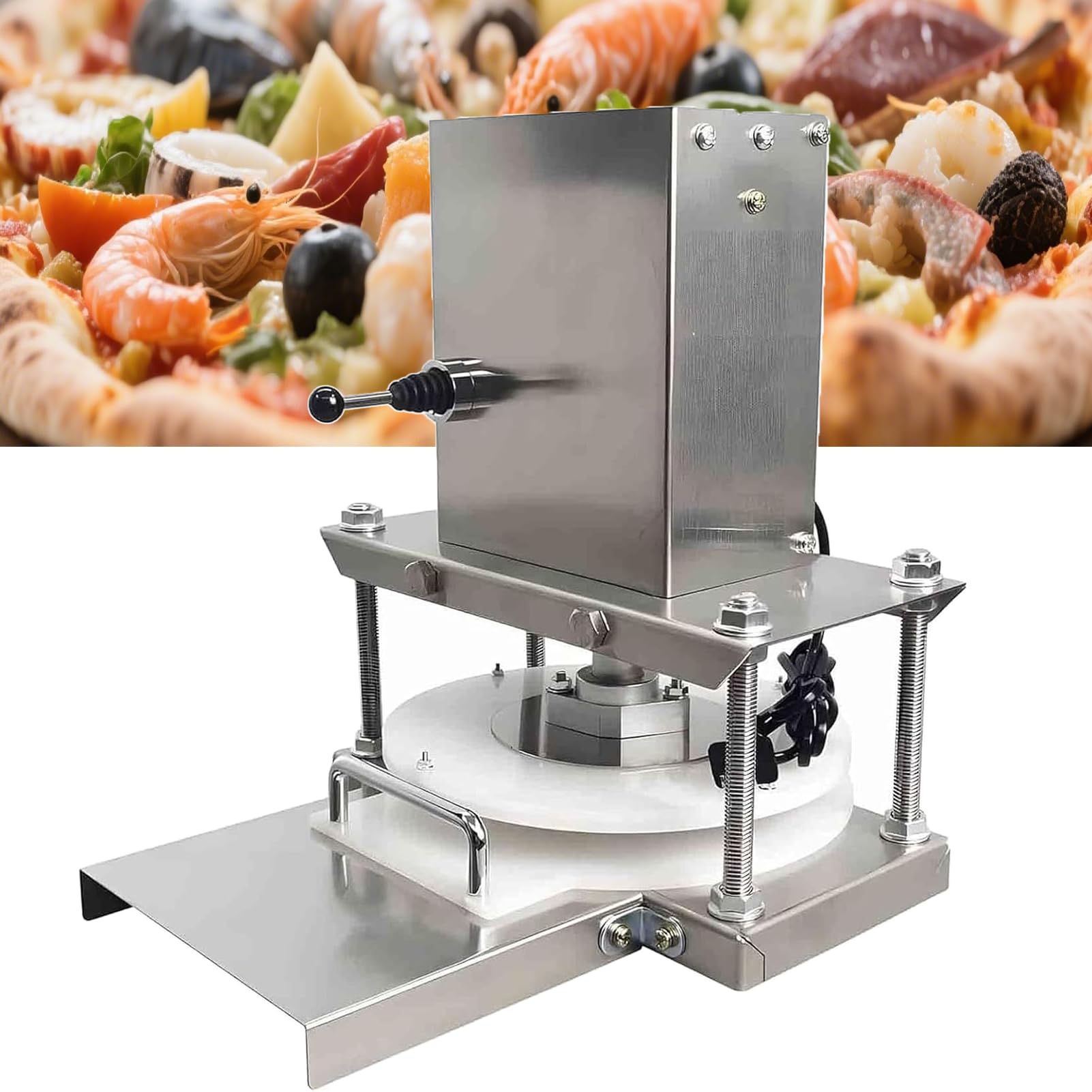 Sfogliatrice Elettrica Pressa per Pizze con Rulli 22/25/30cm Acciaio Inox, Produzione Veloce Base per Pizza per Uso Professionale e Domestico, Attrezzatura Pizzeria