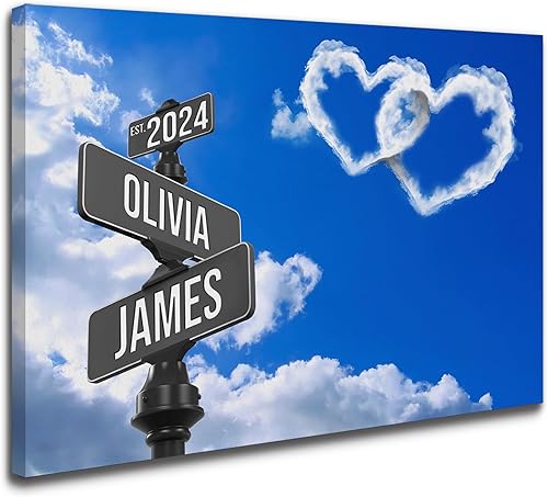 Cartel de calle vintage de lienzo personalizado para parejas, nombre personalizado y fecha, letrero de calle vintage, letrero de calle Crossroads, Cartel de calle vintage de lienzo personalizado para parejas, nombre personalizado y fecha, letrero de calle vintage, letrero de calle Crossroads,