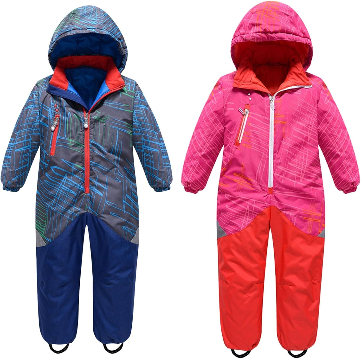 KAGAYD Kid's Winter Overalls Ski Suits Boy's and Girl's Windproof Snowboard Jumpsuits One Piece Snowsuit Jackets Coats